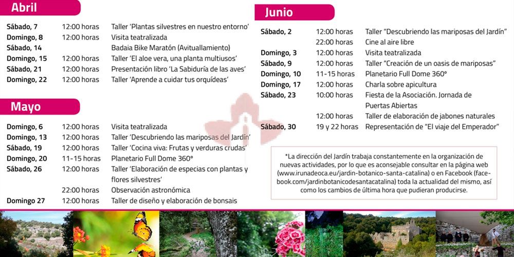 Santa Katalina Lorategi Botanikoaren Lagunen Elkartearen egitaraua - Iruña Okako
